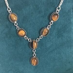 925 Sterling Tiger  Eye Sterling Necklace